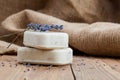 Bars of soap with lavender Royalty Free Stock Photo