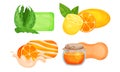 Bars of Solid Soap with Different Flavours Vector Set Royalty Free Stock Photo