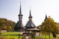 BARSAN, ROMANIA - OCTOBER 28, 2020: View of Barsana Wooden Monastery site in Maramures County, Romania Royalty Free Stock Photo