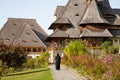 BARSAN, ROMANIA - OCTOBER 28, 2020: View of Barsana Wooden Monastery site in Maramures County, Romania Royalty Free Stock Photo