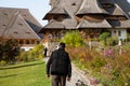 BARSAN, ROMANIA - OCTOBER 28, 2020: View of Barsana Wooden Monastery site in Maramures County, Romania Royalty Free Stock Photo