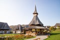 BARSAN, ROMANIA - OCTOBER 28, 2020: View of Barsana Wooden Monastery site in Maramures County, Romania Royalty Free Stock Photo