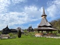 Barsana, Maramures, May the 1st, 2021: The view of Barsana Monastery courtyard