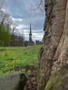 Barsana, Maramures, May the 1st, 2021: The view of Peri Monastery courtyard