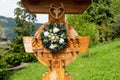 Traditional Wooden Carved Cross - Barsana Monastery Maramures Romania Royalty Free Stock Photo