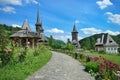 Orthodox wooden church. Barsana Monastery Complex - Landmark attraction in Maramures, Romania. UNESCO World Heritage Royalty Free Stock Photo