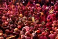 Barsana, Uttar Pradesh, India February 6 2021: People of Barsana Mathura playing holi and are covered in holi colors during holi Royalty Free Stock Photo