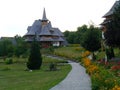 Barsana monastery from Barsana village in Maramures Romania