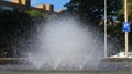 Barselona. Fountain in the city at the intersection.