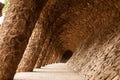 Barselona, Park Guell, hte perspective of unique colonnade by Antonio Gaudi Royalty Free Stock Photo