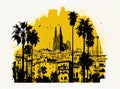 Barselona Travel Illustration, Spain Tourism Concept, Western Europe Drawing Imitation, AI Generative Content