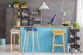 Barstools standing by kitchen island Royalty Free Stock Photo