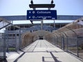 BART pedestrian Bridge to the Oakland Coliseum Royalty Free Stock Photo