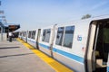 BART train ready to depart from Coliseum BART stop Royalty Free Stock Photo