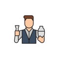 Bartender, barkeeper filled color icon. linear style sign for mobile concept and web design. Barman making cocktail