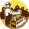 Bartender Beer City Van Circle Retro Royalty Free Stock Photo