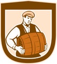 Bartender Carrying Keg Shield Retro