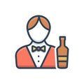 Color illustration icon for Bartender, male and waiter