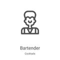 bartender icon vector from cocktails collection. Thin line bartender outline icon vector illustration. Linear symbol for use on