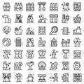 Bartender icons set, outline style Royalty Free Stock Photo