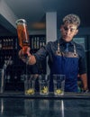 Bartender making cocktail