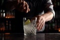Bartender making fresh cocktail. Generate Ai Royalty Free Stock Photo