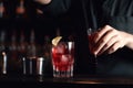 Bartender making fresh cocktail serving. Generate Ai Royalty Free Stock Photo