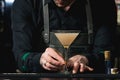 Bartender making relaxing cocktail Royalty Free Stock Photo