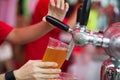 Bartender pouring beer into glass Royalty Free Stock Photo