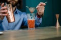 Bartender prepares a cocktail Royalty Free Stock Photo