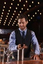 Bartender preparing fresh alcoholic cocktail in bar Royalty Free Stock Photo