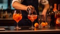 Bartender preparing cocktail. Illustration AI Generative Royalty Free Stock Photo