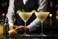 Bartender\'s Creation Liquid Lemon and Mint Symphony. AI Generative