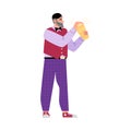 Bartender, waiter with drink in his hands, vector flat illustration on a white background.