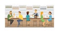 Bartender at work - cartoon people characters illustration