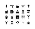 Bartenders Day flat line icons set. Barman, barkeeper, Bartender stuff and accessory. Simple flat vector illustration for web site