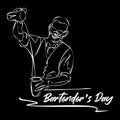 Bartenders Day simple vector illustration. Barman or barista job minimal background, banner, poster