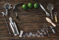 Bartending tools and ingredients Royalty Free Stock Photo