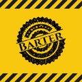Barter inside warning sign, black grunge emblem. Vector Illustration. Detailed