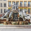 The Bartholdi Fountain in Lyon city Royalty Free Stock Photo