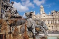 Bartholdi fountain in Lyon city, France Royalty Free Stock Photo