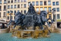 The Bartholdi Fountain at Place des Terreaux in Lyon Royalty Free Stock Photo