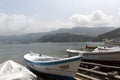 Bartin Amasra coast near fishing boats harbor trees, sea and sky Royalty Free Stock Photo