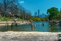 Barton Springs natural cold spring swimming pool in downtown