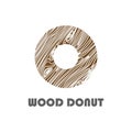 Donut logo with wood texture , logo design vector Royalty Free Stock Photo