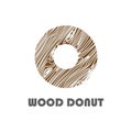 Donut logo with wood texture , logo design vector