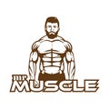 Gym, sport, bodybuilding logo or label
