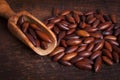 Baru almond on wooden background