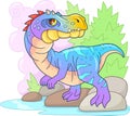 Prehistoric predatory dinosaur baryonyx, funny illustration