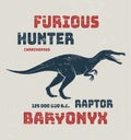 Baryonyx t-shirt design, print, typography, label. Royalty Free Stock Photo